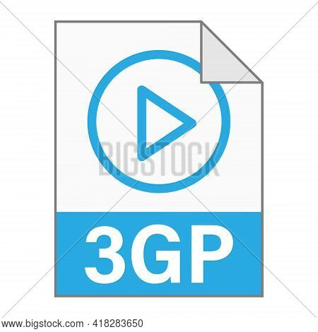 Modern Flat Design Of 3gp File Icon For Web