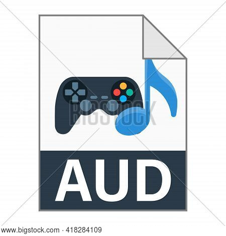 Modern Flat Design Of Aud File Icon For Web