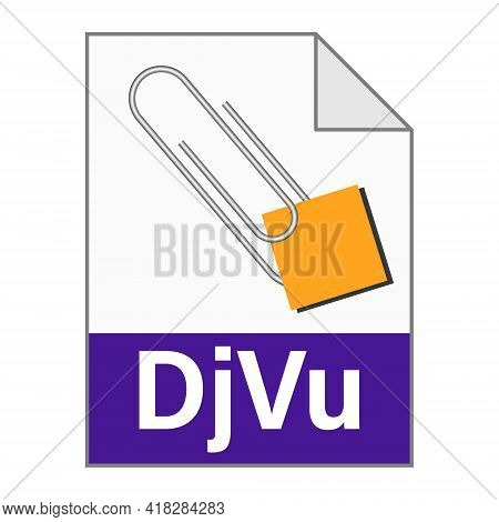 Modern Flat Design Of Djvu File Icon For Web