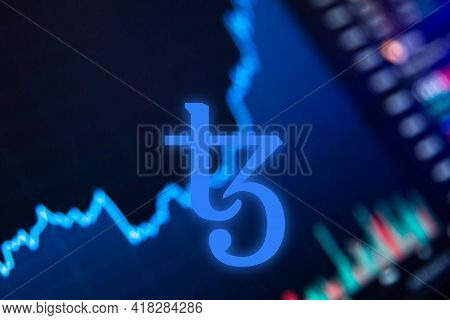 Tezos Xtz Cryptocurrency. Bitcoin Coin Growth Chart On The Exchange, Chart