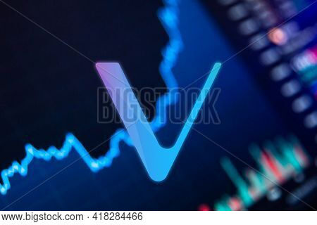 Vechain Vet Cryptocurrency. Vechain Coin Growth Chart On The Exchange, Chart