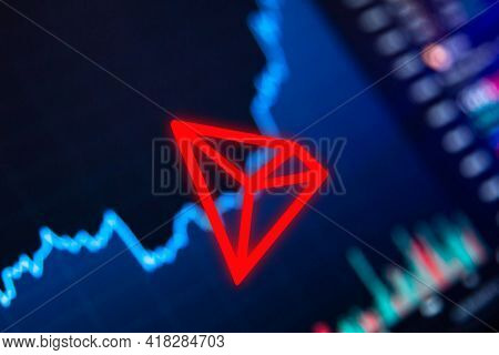 Tron Trx Cryptocurrency. Tron Coin Growth Chart On The Exchange, Chart