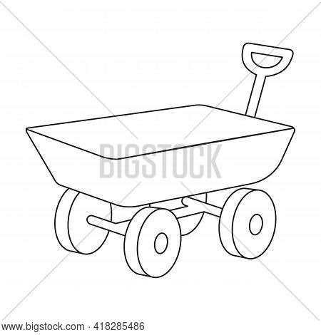 Garden Wagon Vector Outline Icon. Vector Illustration Farm Cart On White Background. Isolated Outlin