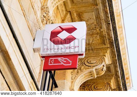 Bordeaux , Aquitaine France - 04 22 2021 : Bcp Banque De Commerce Et De Placements Text Sign And Bra