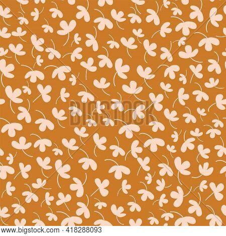 Vector Ditsy Allover Floral Silhouettes Vector Seamless Pattern