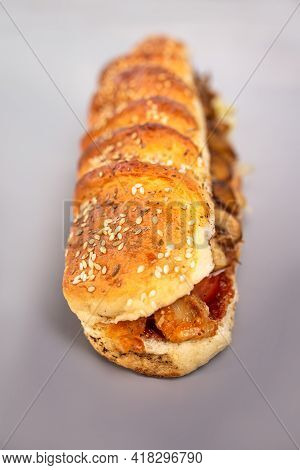 Sandwich In A Fresh Crispy Bun With Filling.