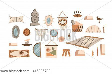 Hand Drawn Vector Abstract Stock Graphic Bohemian Clipart Collection Set Illustrations With Beauty I