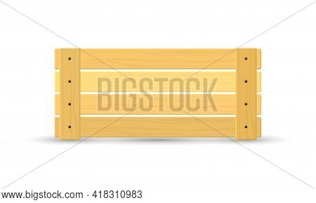 Cartoon Of Solid Natural Material Crate For Transportation Or Delivery Service. Vector Empty Box Mad