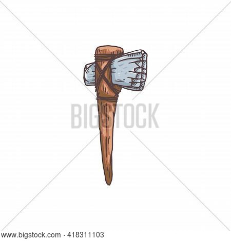 Prehistoric Stone Axe, Primitive Ancient Tool Or Weapon Of Cave Man.