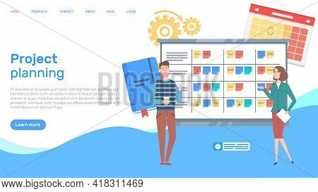 Business Strategy Planning, Project Management. Tasks Planing Concept. Business Working Process, Tim
