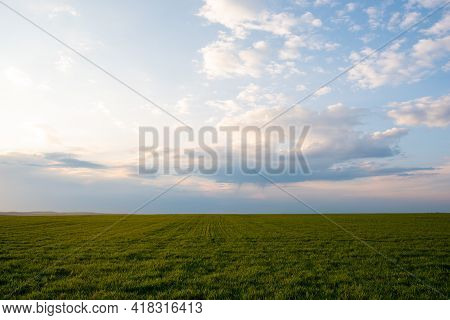 Blue Sky And White Clouds. Freshness Of The New Day. Bright Blue Background. Relaxing Feeling Like B