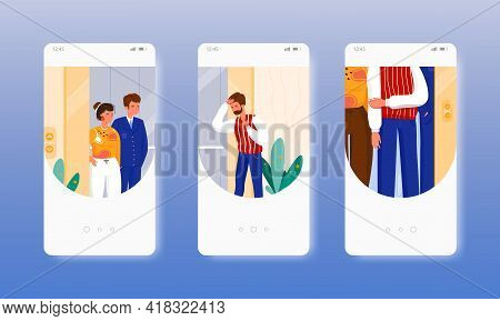 Claustrophobia. Panic. Fear Of Enclosed Spaces. Mobile App Screens, Vector Website Banner Template. 