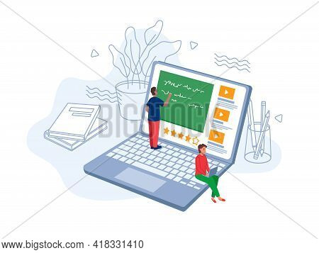 E-learning Online Study, Exams On Distance Education, Studying And Learning Using Modern Computer Te