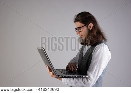Programming And Writing Code, Developing Software Products. Geek Guy,