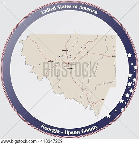 Large And Detailed Map Of Upson County In Georgia, Usa.