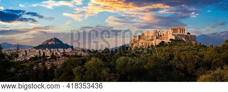 Iconic Parthenon Temple at the Acropolis of Athens, Greece