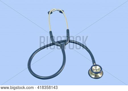 Closeup Of A Medical Stethoscope On Sky Background With Cipping Path