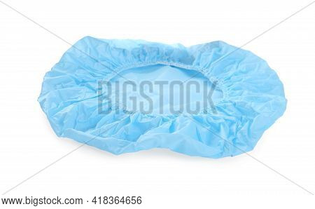 Light Blue Waterproof Shower Cap Isolated On White