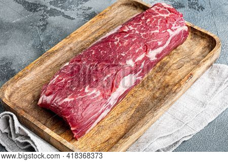Tenderloin Steak. Raw Beef Steak Cut Set, On Gray Stone Background