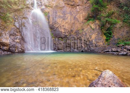 Chok Kra-din Waterfall In Thong Pha Phum District Kanchanaburi, Thailand.