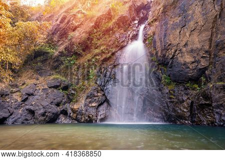 Chok Kra-din Waterfall In Thong Pha Phum District Kanchanaburi, Thailand.