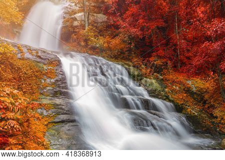 Colourful Of Huay Sai Leung Waterfall Is A Beautiful Waterfalls In The Rain Forest Jungle Thailand