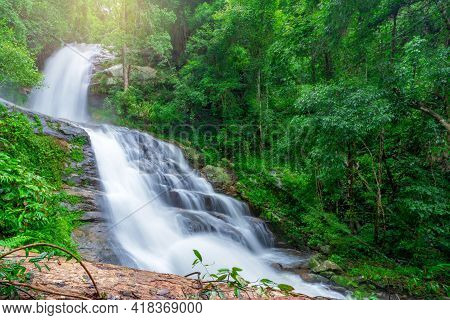 Huay Saai Leung Waterfall Is A Beautiful Waterfalls In The Rain Forest Jungle Thailand