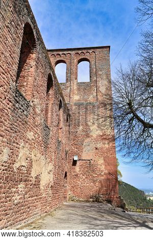 Outer Wall Of Ruin Of Limburg Abbey In Palatinate Forest In Bad Dürkheim City In Germany