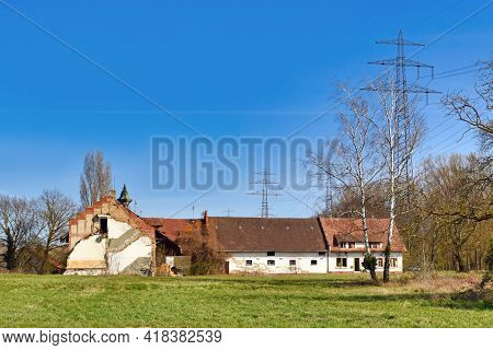 Old Abandoned Building Of Farm Called 'alter Gutshof Am Stillen Meiler'. A Former Farm Located Next 