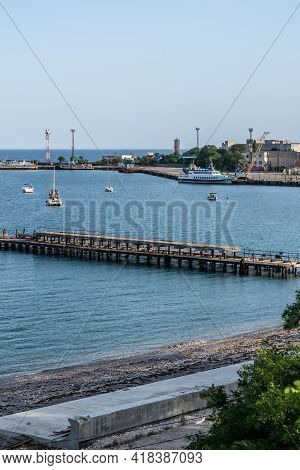 Embankment, Pier 46 And Yachts Club On The Black Sea Coast Of Yevpatoria