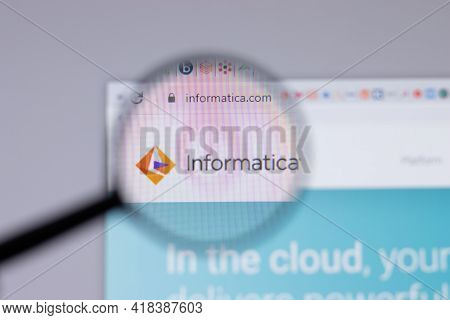 New York, Usa - 26 April 2021: Informatica Logo Close-up On Website Page, Illustrative Editorial
