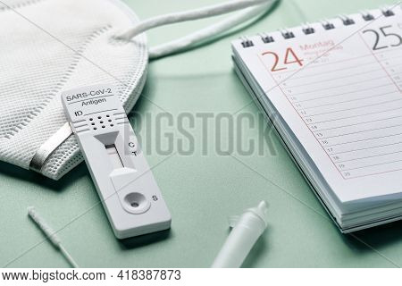 Week Planner, Chnelltest, Rapid Corona Test In German Language. Week Planner Calendar And Pp2 Medica