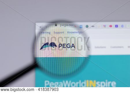 New York, Usa - 26 April 2021: Pega Pegasystems Logo Close-up On Website Page, Illustrative Editoria