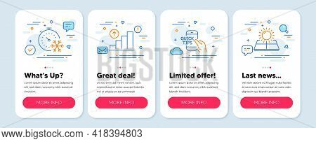 Set Of Business Icons, Such As Freezing Timer, Education, Graph Chart Symbols. Mobile Screen Banners