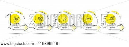 Quick Tips, Musical Note And Safe Time Line Icons Set. Timeline Process Infograph. Stock Analysis Si