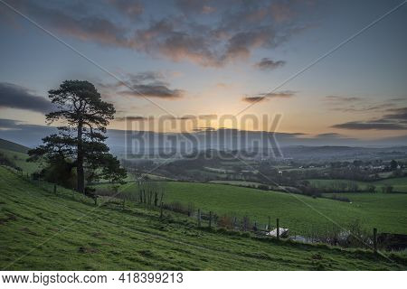 Beautiful Vibrant Sunrise Landscape Image Of Colmer's Hill In Dorset On A Spring Morning