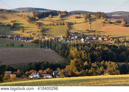 Autumn View From Bohemian And Moravian Highland, Vecov Village, Zdarske Vrchy,  Czech Republic