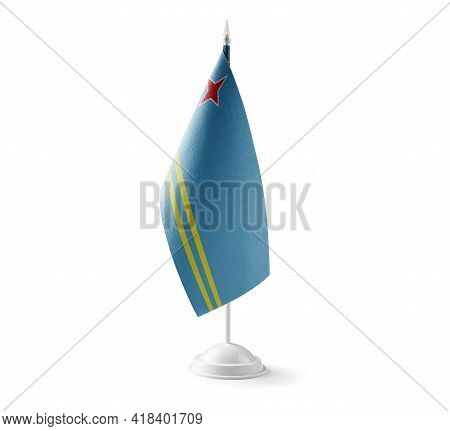 Small National Flag Of The Aruba On A White Background