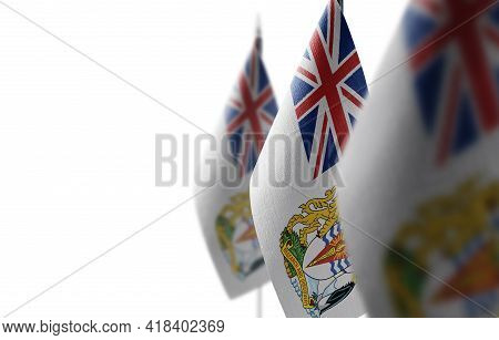 Small National Flags Of The British Antarctic Territory On A White Background