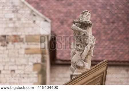 Fence With Statues Of The Apostles. Made In 1772 By David Geel From Pinchow Limestone. Heavily Damag