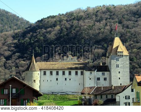 Aigle Castle (château D\'aigle Or Adlerburg) In The Valley Of The River Rhone Or Rhône River And In 