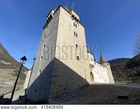 Aigle Castle (château D\'aigle Or Adlerburg) In The Valley Of The River Rhone Or Rhône River And In 