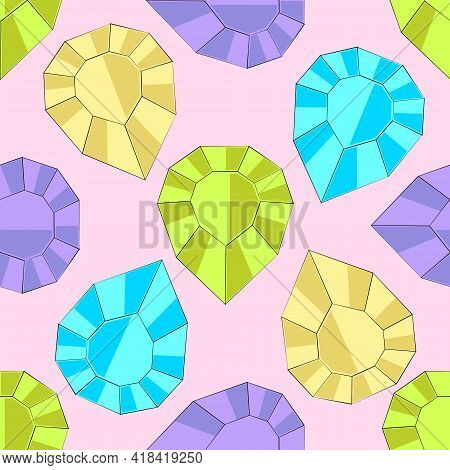 Seamless Vector Pattern With Color Little Diamond