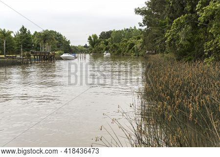 Stream In The Tigre Delta, A Quiet And Picturesque Area Of The Province Of Buenos Aires, Argentina.