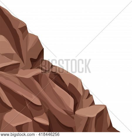 Mountain Landslide With Falling Rocks, Stones In Cartoon Flat Style Isolated On White Background. Na