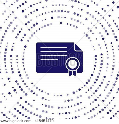 Blue Certificate Template Icon Isolated On White Background. Achievement, Award, Degree, Grant, Dipl