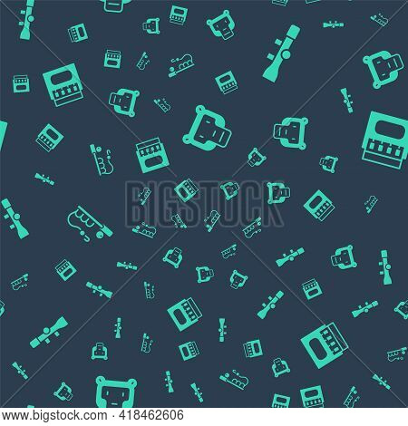 Set Monkey, Sniper Optical Sight, Fishing Rod And Matchbox And Matches On Seamless Pattern. Vector