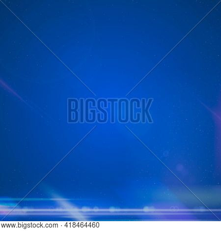 Futuristic anamorphic lens flare on deep blue background