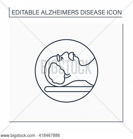 Mri Line Icon. Brain Scan. Magnetic Resonance Imaging.safe, Painless Test.examination Brain Status. 