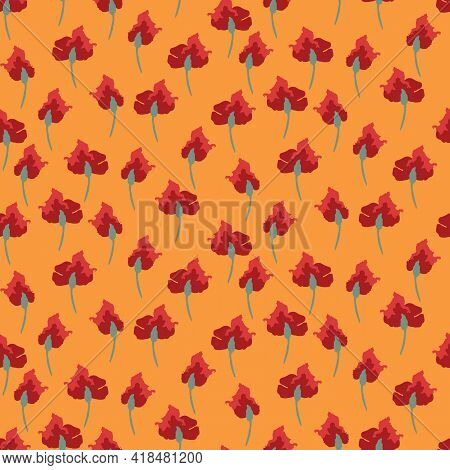 Red Flame Shaped Flowers On Bright Orange